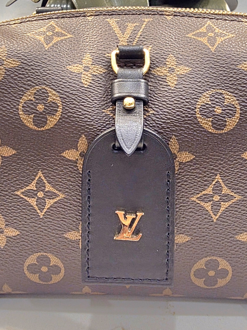 Louis Vuitton Brown Monogram Crossbody Bag with Black Trim and Gold Hardware